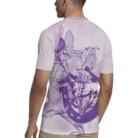 Personalized Louisiana Horse Racing Derby Rugby Jersey Magnolia Blossom Horseshoe Pastel Purple