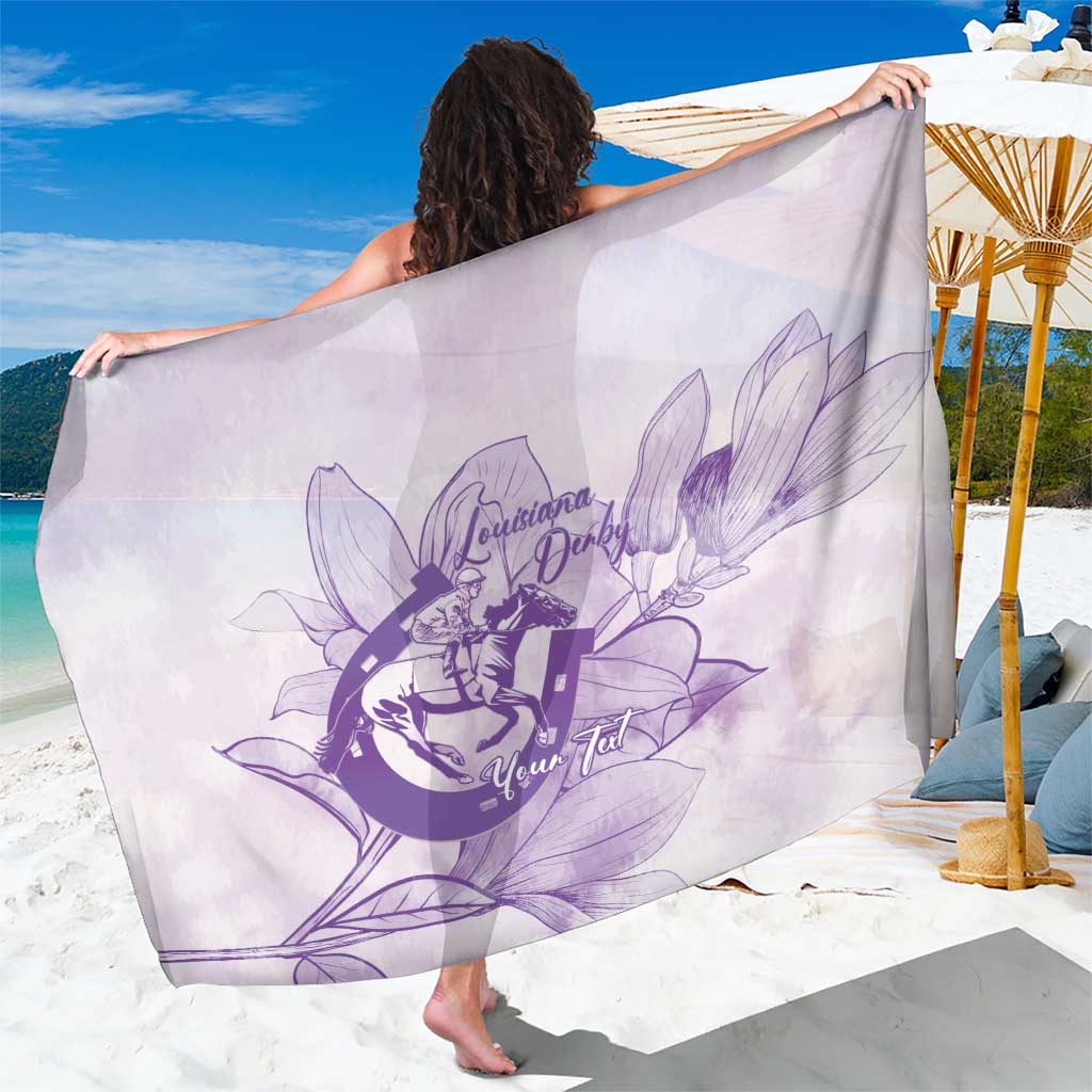 Personalized Louisiana Horse Racing Derby Sarong Magnolia Blossom Horseshoe Pastel Purple