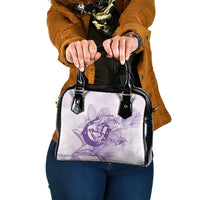 Personalized Louisiana Horse Racing Derby Shoulder Handbag Magnolia Blossom Horseshoe Pastel Purple