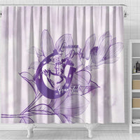 Personalized Louisiana Horse Racing Derby Shower Curtain Magnolia Blossom Horseshoe Pastel Purple