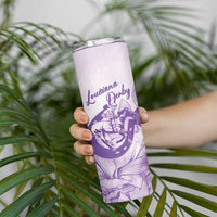 Personalized Louisiana Horse Racing Derby Skinny Tumbler Magnolia Blossom Horseshoe Pastel Purple