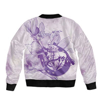 Personalized Louisiana Horse Racing Derby Sleeve Zip Bomber Jacket Magnolia Blossom Horseshoe Pastel Purple