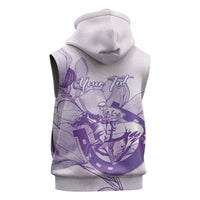 Personalized Louisiana Horse Racing Derby Sleeveless Hoodie Magnolia Blossom Horseshoe Pastel Purple