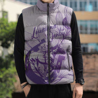 Personalized Louisiana Horse Racing Derby Sleeveless Puffer Jacket Magnolia Blossom Horseshoe Pastel Purple