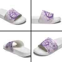 Personalized Louisiana Horse Racing Derby Slide Sandals Magnolia Blossom Horseshoe Pastel Purple