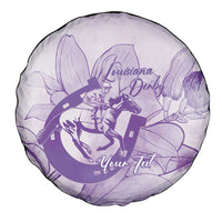 Personalized Louisiana Horse Racing Derby Spare Tire Cover Magnolia Blossom Horseshoe Pastel Purple