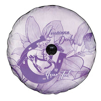 Personalized Louisiana Horse Racing Derby Spare Tire Cover Magnolia Blossom Horseshoe Pastel Purple