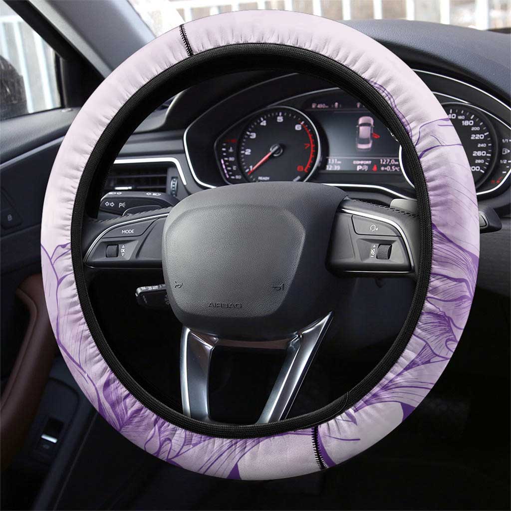 Louisiana Horse Racing Derby Steering Wheel Cover Magnolia Blossom Horseshoe Pastel Purple