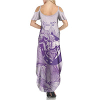 Personalized Louisiana Horse Racing Derby Summer Maxi Dress Magnolia Blossom Horseshoe Pastel Purple