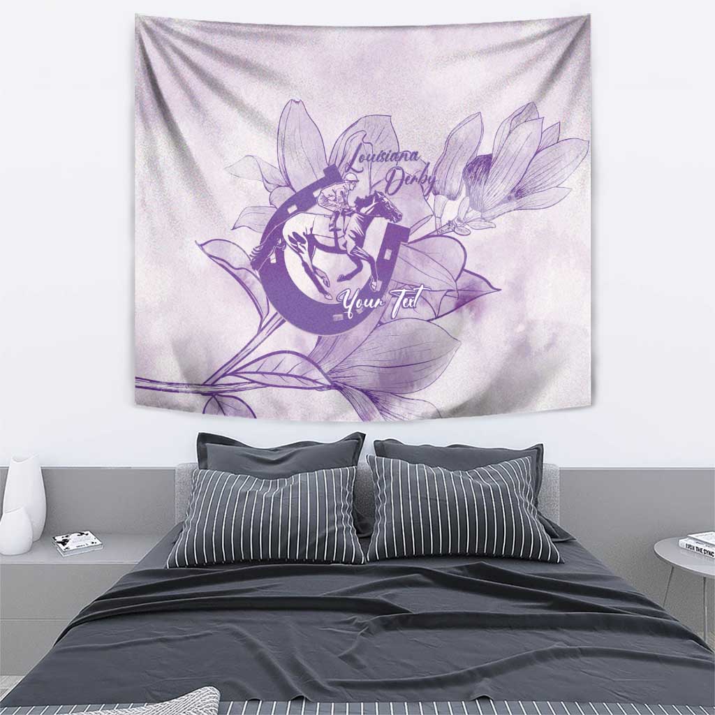 Personalized Louisiana Horse Racing Derby Tapestry Magnolia Blossom Horseshoe Pastel Purple