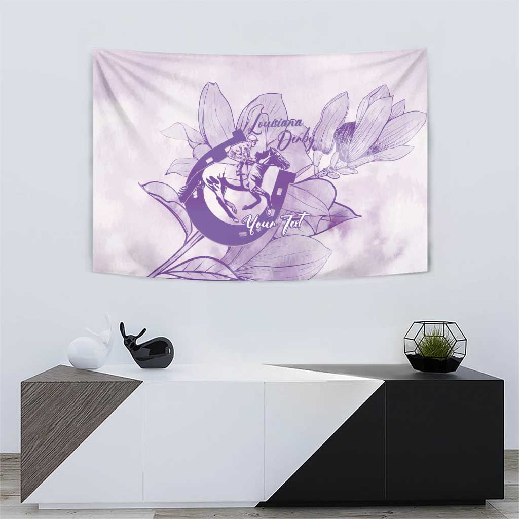 Personalized Louisiana Horse Racing Derby Tapestry Magnolia Blossom Horseshoe Pastel Purple