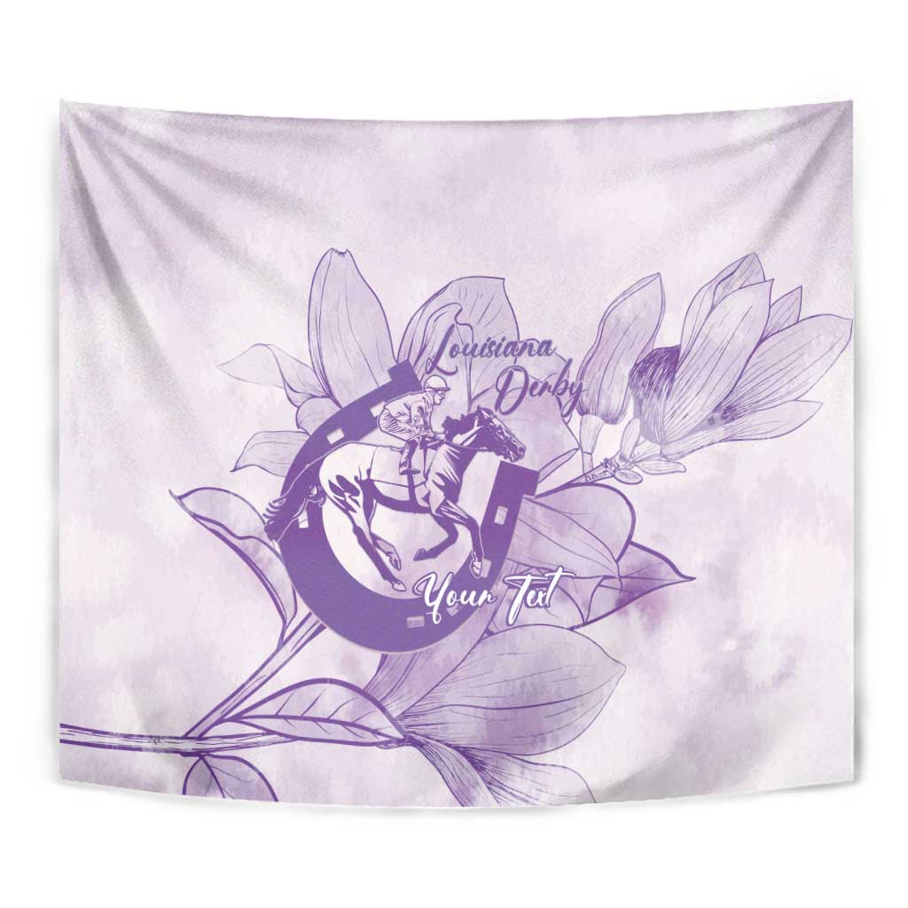 Personalized Louisiana Horse Racing Derby Tapestry Magnolia Blossom Horseshoe Pastel Purple