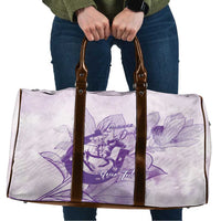 Personalized Louisiana Horse Racing Derby Travel Bag Magnolia Blossom Horseshoe Pastel Purple