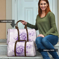 Personalized Louisiana Horse Racing Derby Travel Bag Magnolia Blossom Horseshoe Pastel Purple