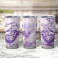 Personalized Louisiana Horse Racing Derby Tumbler Cup Magnolia Blossom Horseshoe Pastel Purple