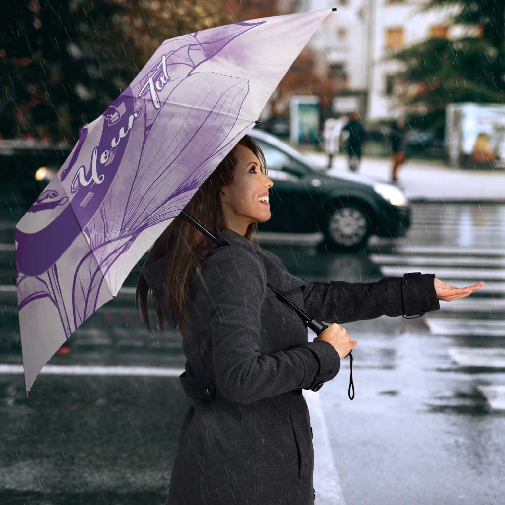 Personalized Louisiana Horse Racing Derby Umbrella Magnolia Blossom Horseshoe Pastel Purple