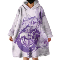 Personalized Louisiana Horse Racing Derby Wearable Blanket Hoodie Magnolia Blossom Horseshoe Pastel Purple