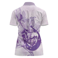 Personalized Louisiana Horse Racing Derby Women Polo Shirt Magnolia Blossom Horseshoe Pastel Purple
