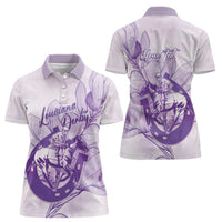 Personalized Louisiana Horse Racing Derby Women Polo Shirt Magnolia Blossom Horseshoe Pastel Purple