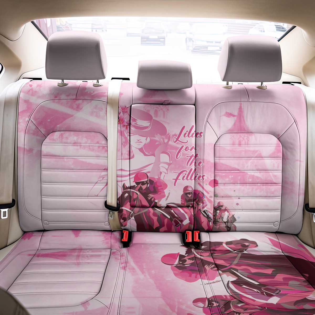 Kentucky Horse Racing Oaks Back Car Seat Cover Lilies For The Fillies