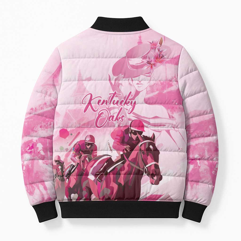 Kentucky Horse Racing Oaks Bomber Puffer Jacket Lilies For The Fillies