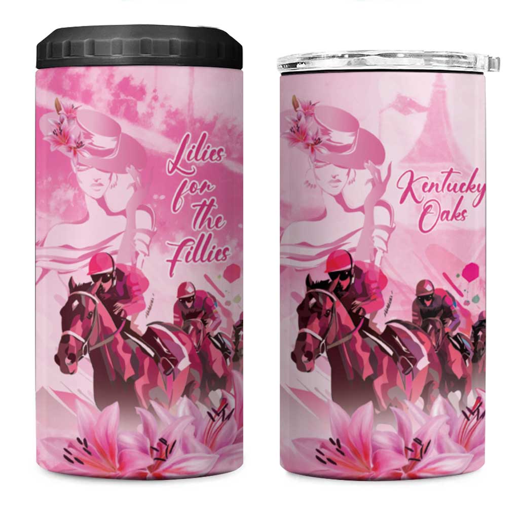 Kentucky Horse Racing Oaks 4 in 1 Can Cooler Tumbler Lilies For The Fillies