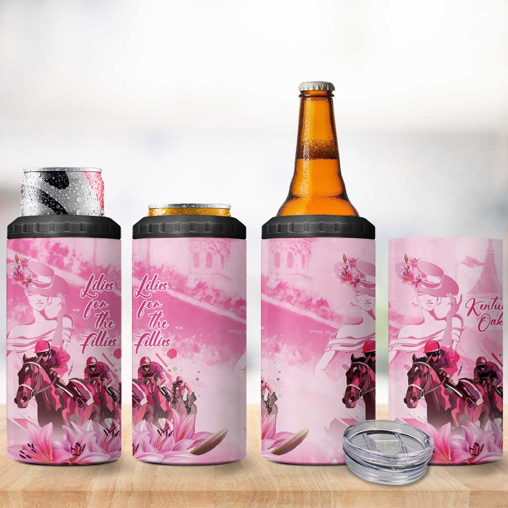 Kentucky Horse Racing Oaks 4 in 1 Can Cooler Tumbler Lilies For The Fillies