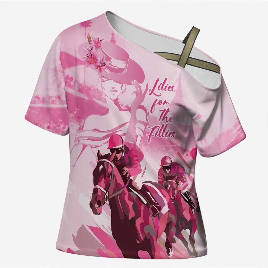 Kentucky Horse Racing Oaks Cross Shoulder Shirt Lilies For The Fillies