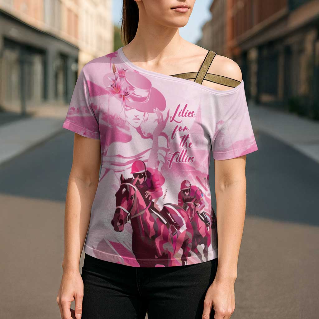 Kentucky Horse Racing Oaks Cross Shoulder Shirt Lilies For The Fillies