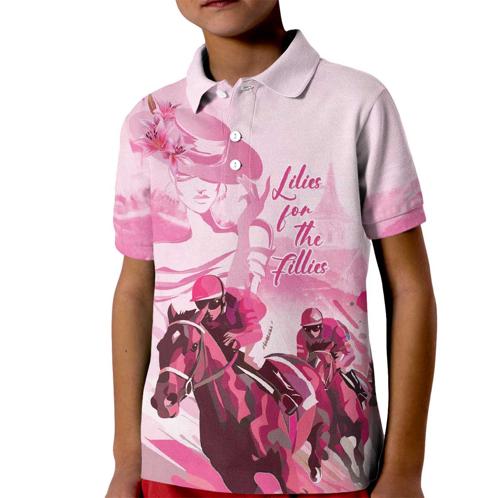 Kentucky Horse Racing Oaks Kid Polo Shirt Lilies For The Fillies