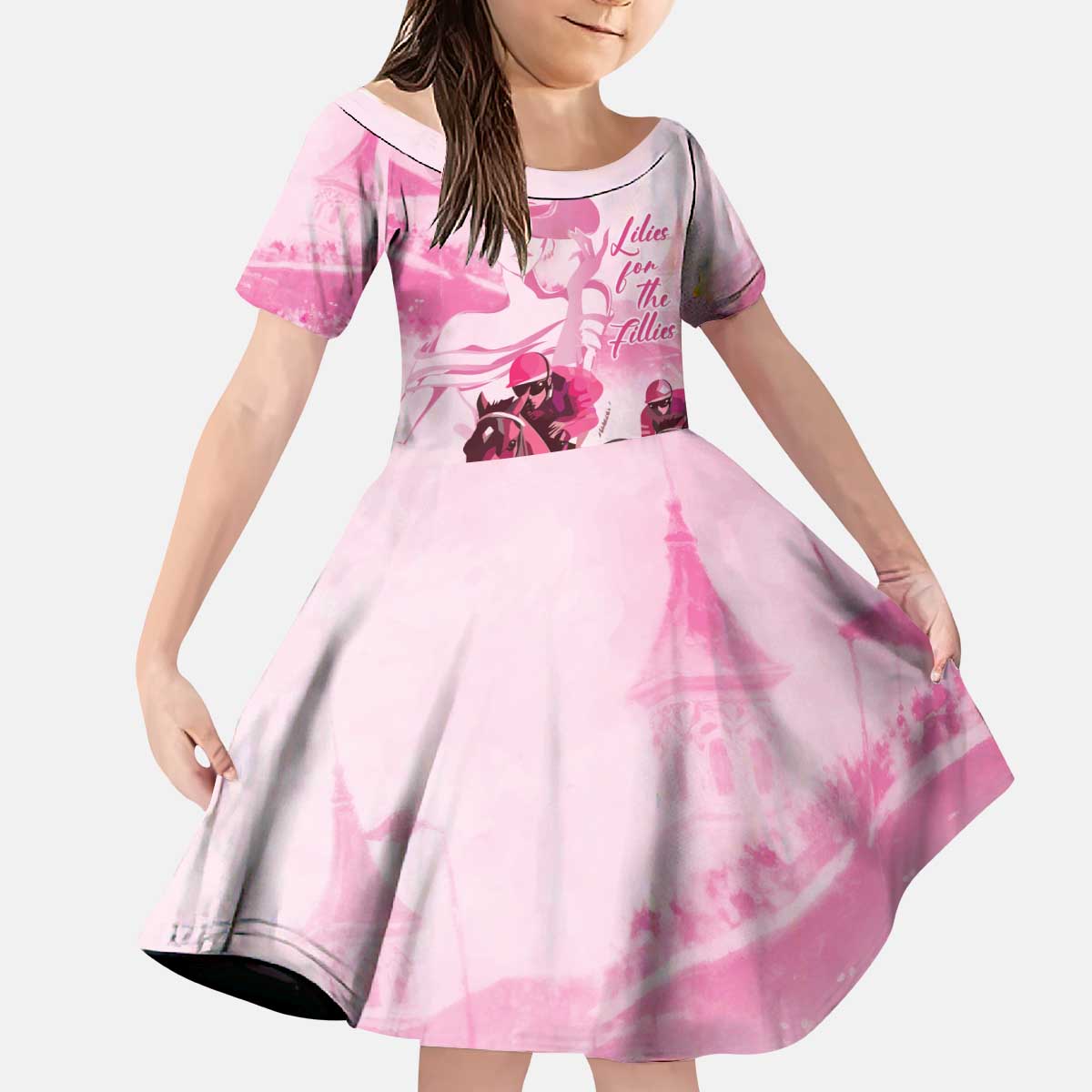 Kentucky Horse Racing Oaks Kid Short Sleeve Dress Lilies For The Fillies