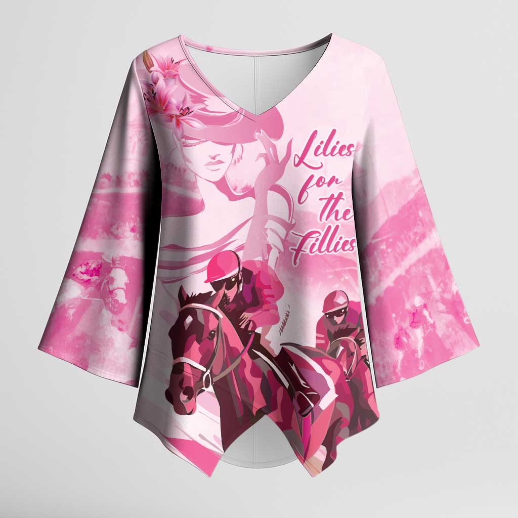Kentucky Horse Racing Oaks Kimono Sleeve Blouse Lilies For The Fillies