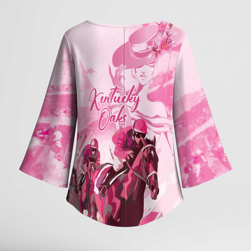Kentucky Horse Racing Oaks Kimono Sleeve Blouse Lilies For The Fillies