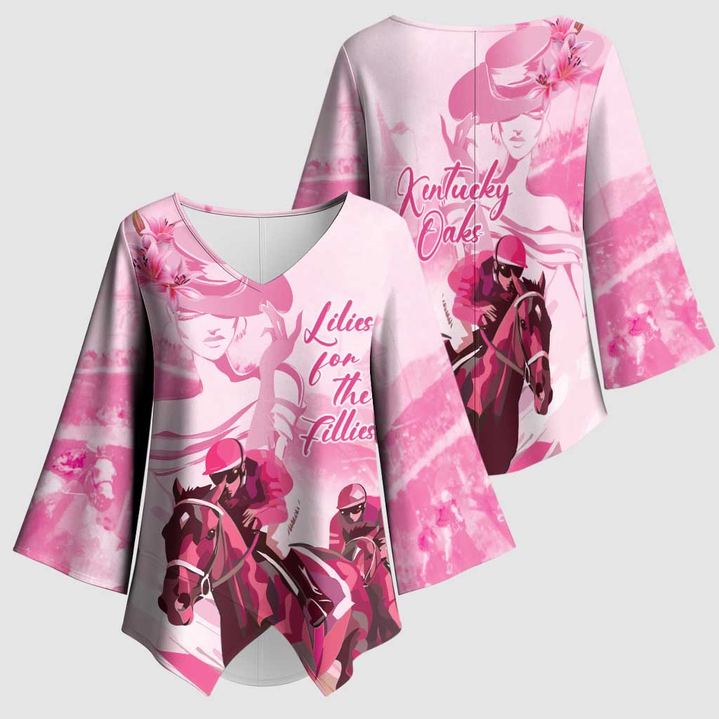 Kentucky Horse Racing Oaks Kimono Sleeve Blouse Lilies For The Fillies