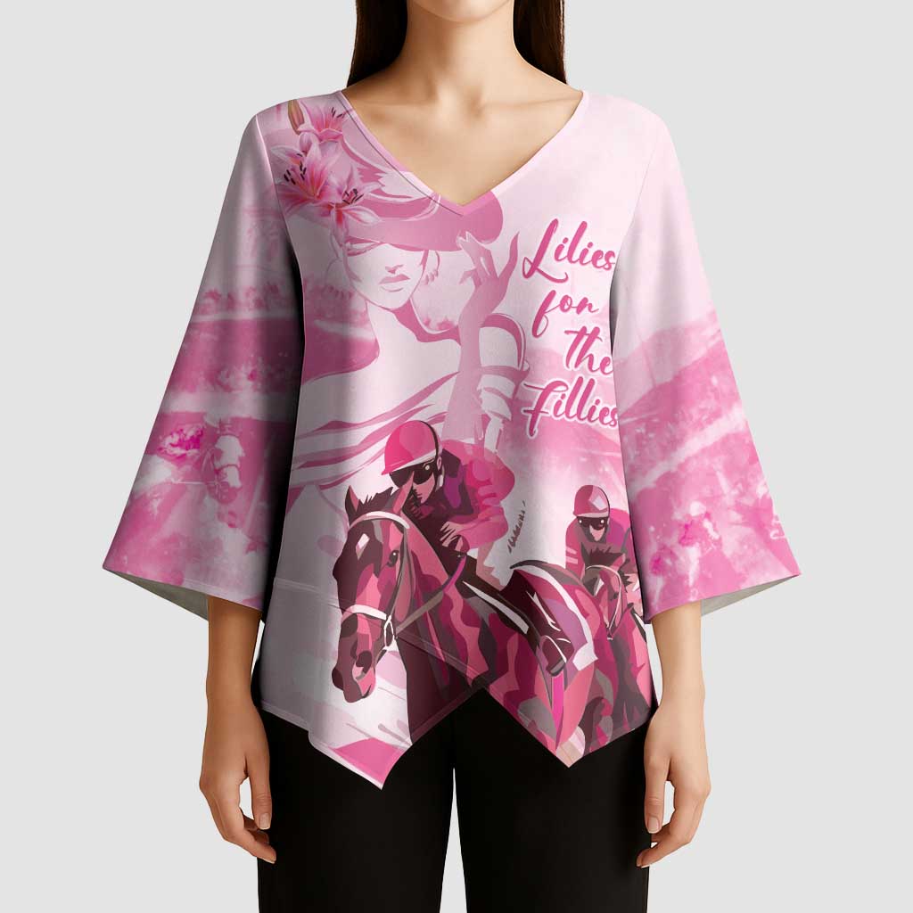 Kentucky Horse Racing Oaks Kimono Sleeve Blouse Lilies For The Fillies