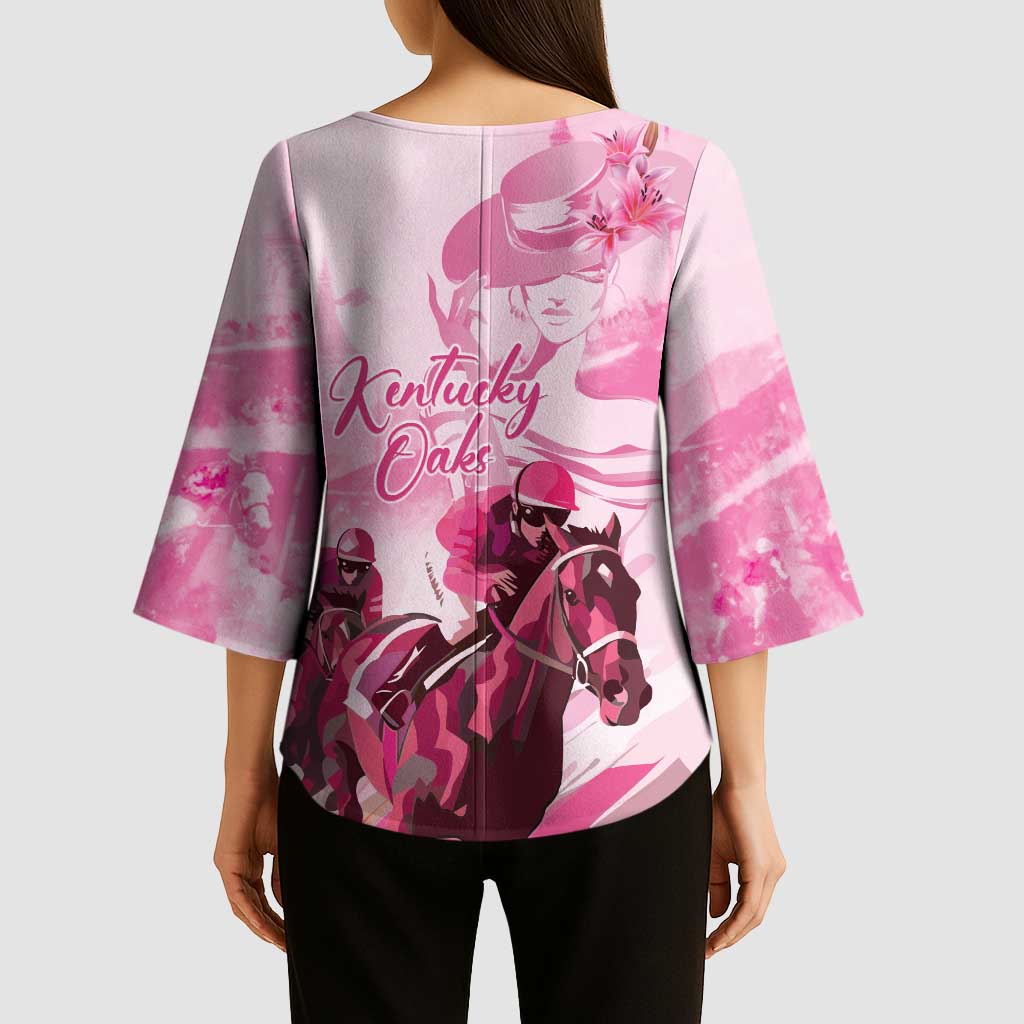 Kentucky Horse Racing Oaks Kimono Sleeve Blouse Lilies For The Fillies