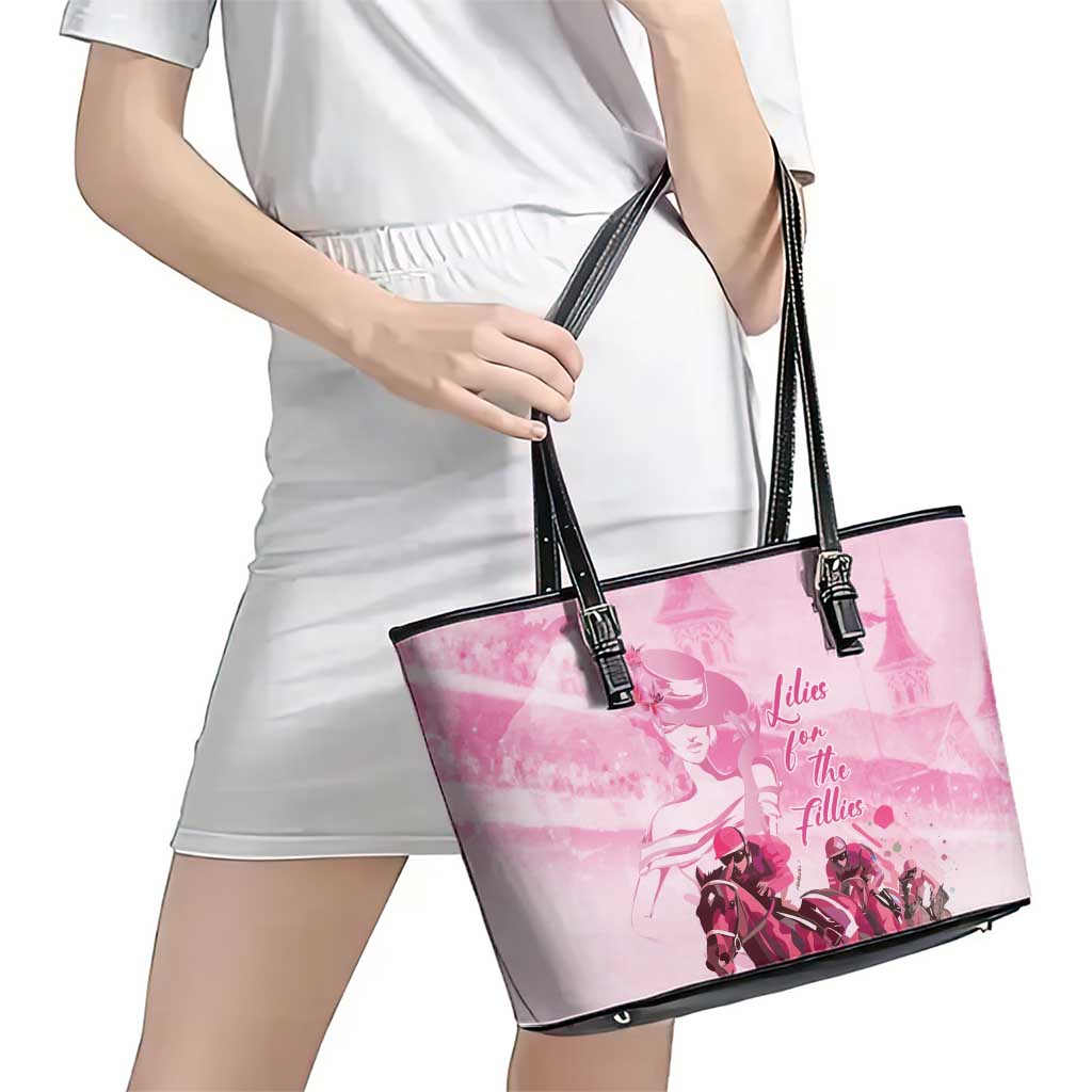 Kentucky Horse Racing Oaks Leather Tote Bag Lilies For The Fillies