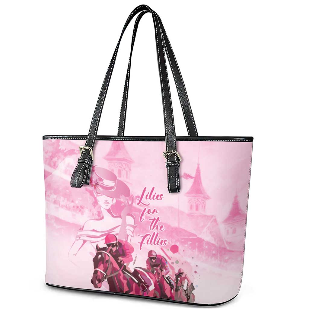 Kentucky Horse Racing Oaks Leather Tote Bag Lilies For The Fillies