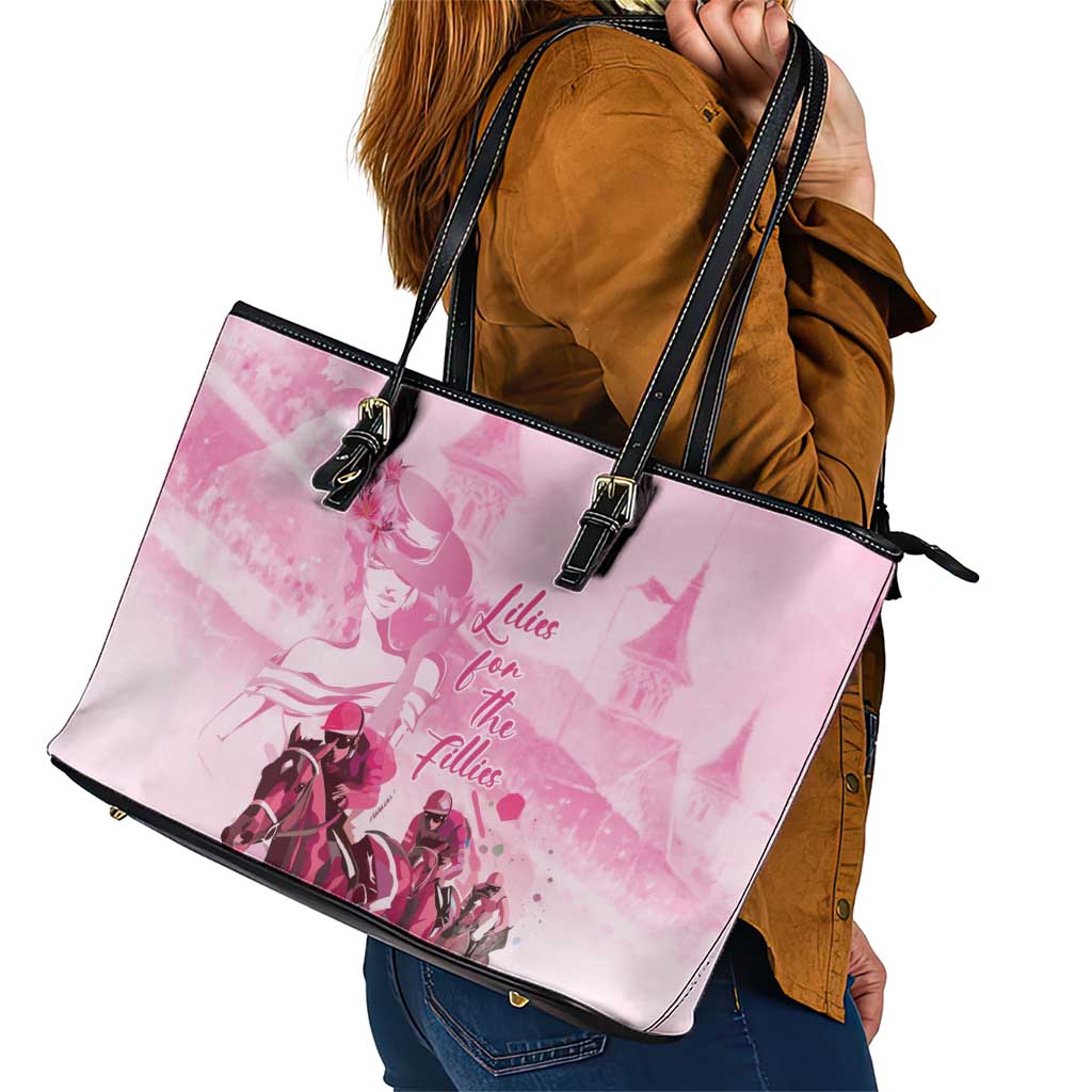 Kentucky Horse Racing Oaks Leather Tote Bag Lilies For The Fillies