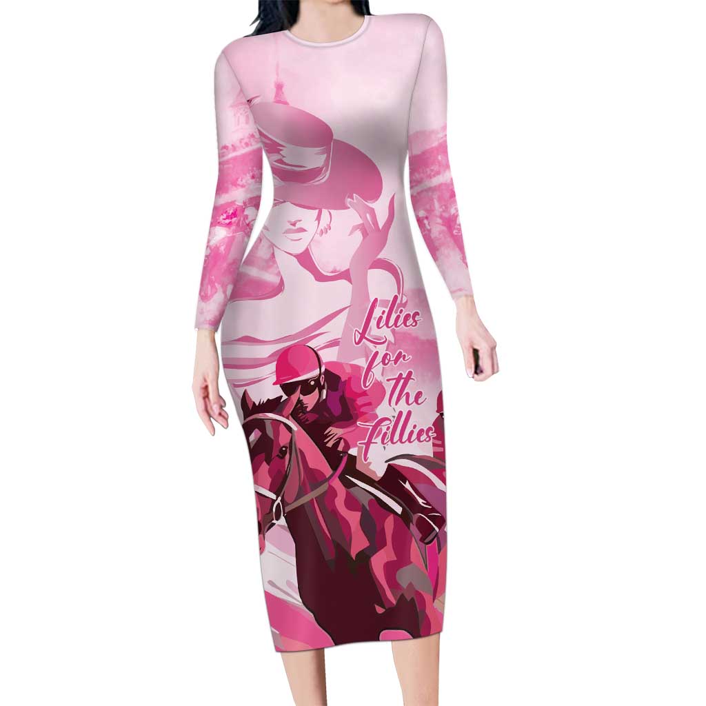 Kentucky Horse Racing Oaks Long Sleeve Bodycon Dress Lilies For The Fillies
