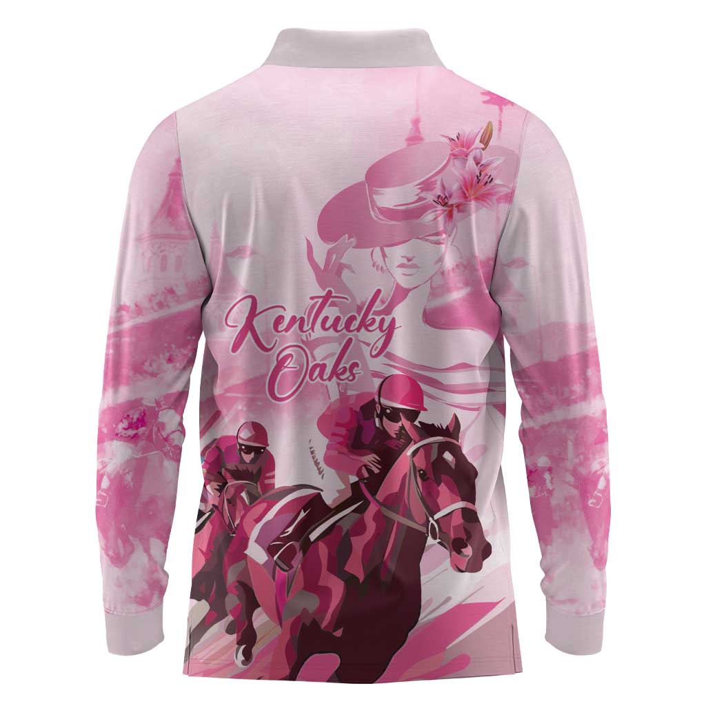 Kentucky Horse Racing Oaks Long Sleeve Polo Shirt Lilies For The Fillies