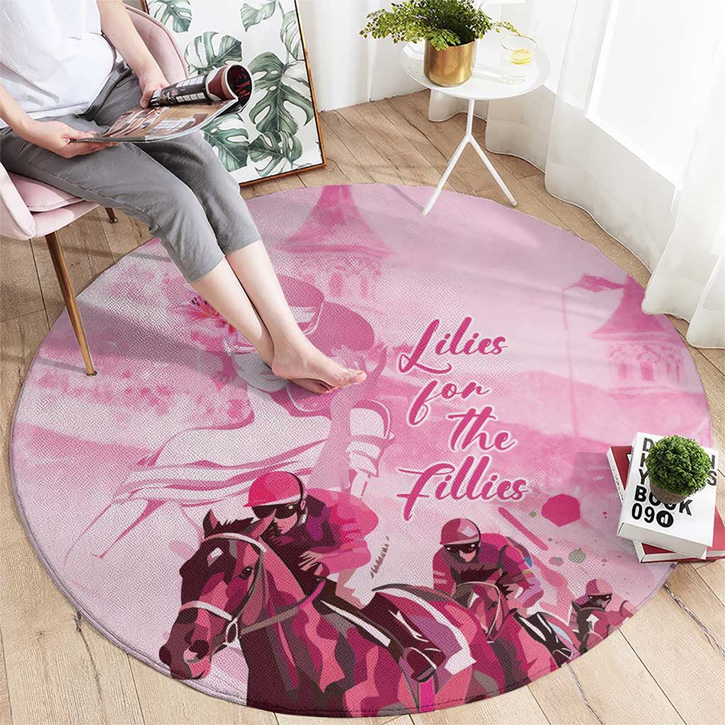Kentucky Horse Racing Oaks Round Carpet Lilies For The Fillies