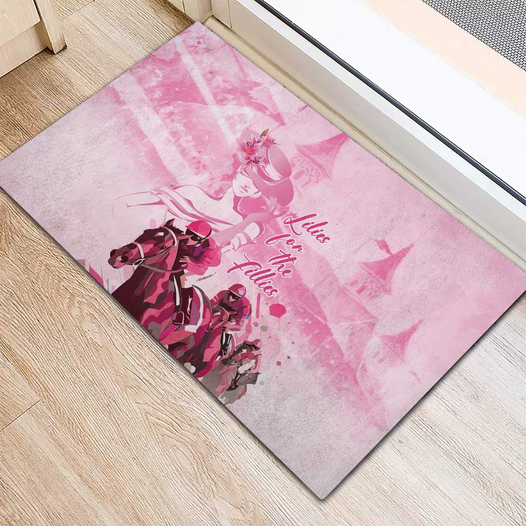 Kentucky Horse Racing Oaks Rubber Doormat Lilies For The Fillies