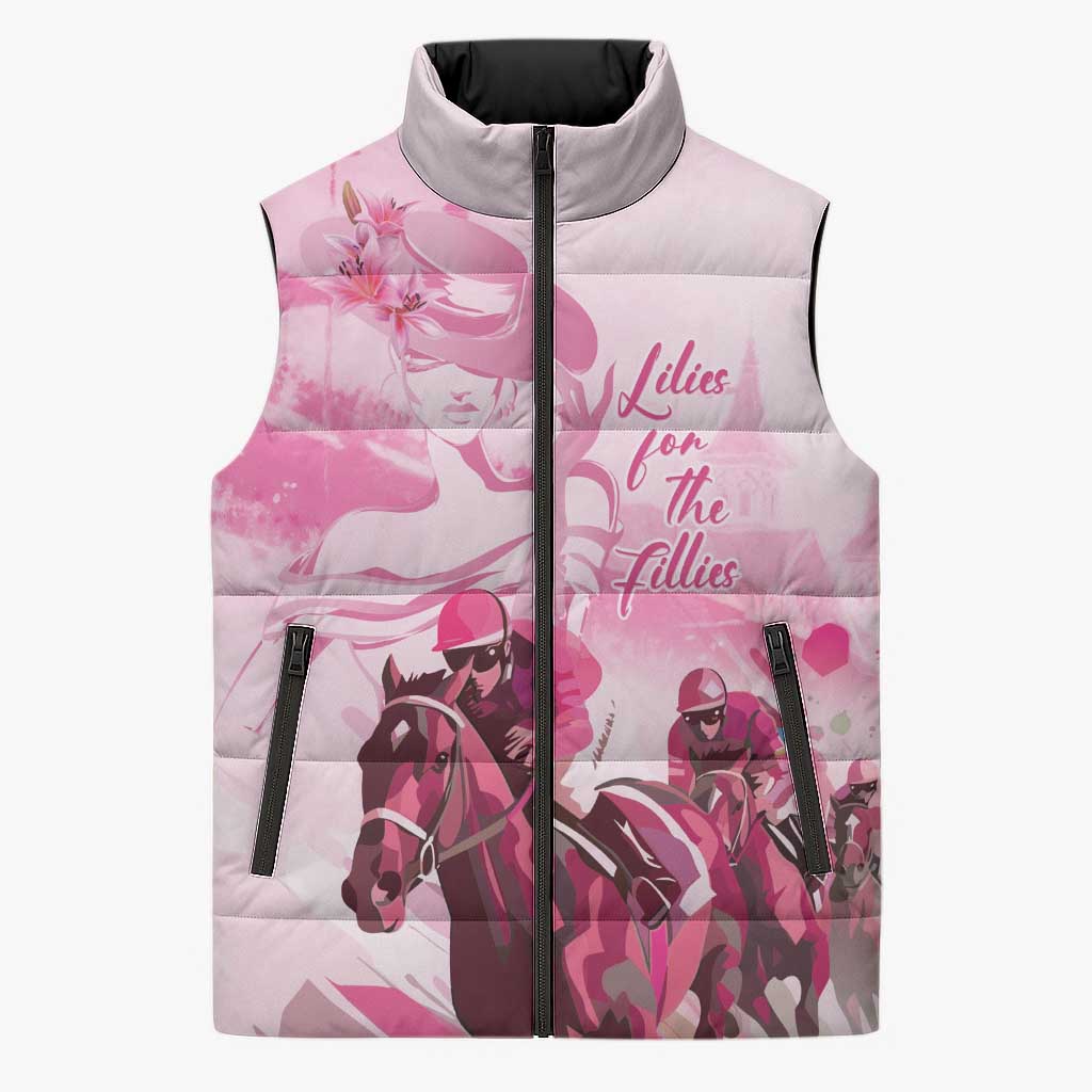 Kentucky Horse Racing Oaks Sleeveless Puffer Jacket Lilies For The Fillies