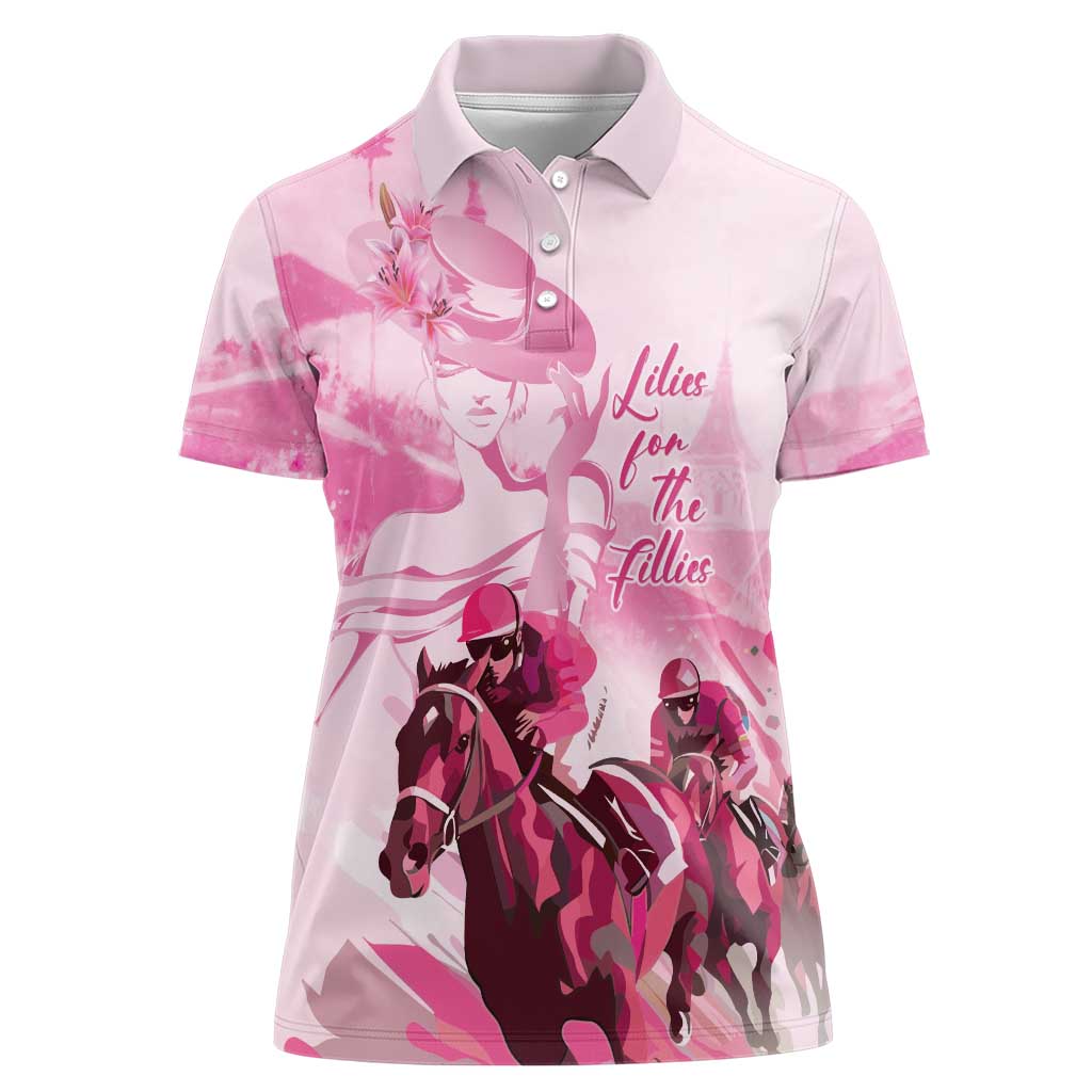 Kentucky Horse Racing Oaks Women Polo Shirt Lilies For The Fillies