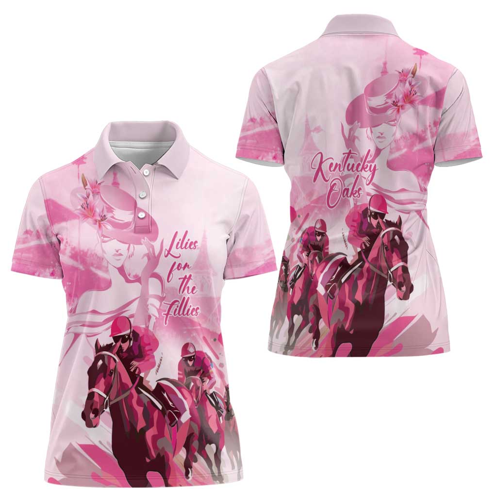 Kentucky Horse Racing Oaks Women Polo Shirt Lilies For The Fillies