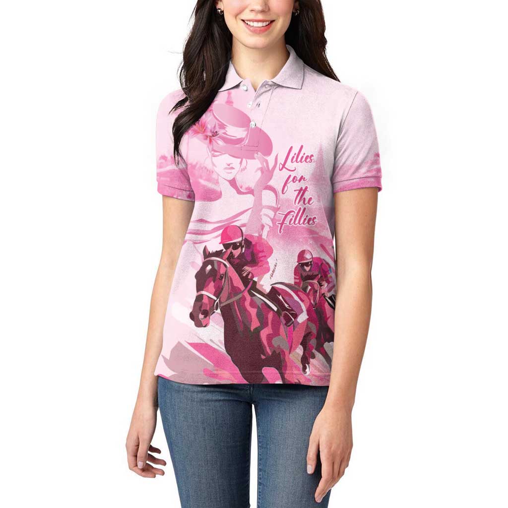 Kentucky Horse Racing Oaks Women Polo Shirt Lilies For The Fillies