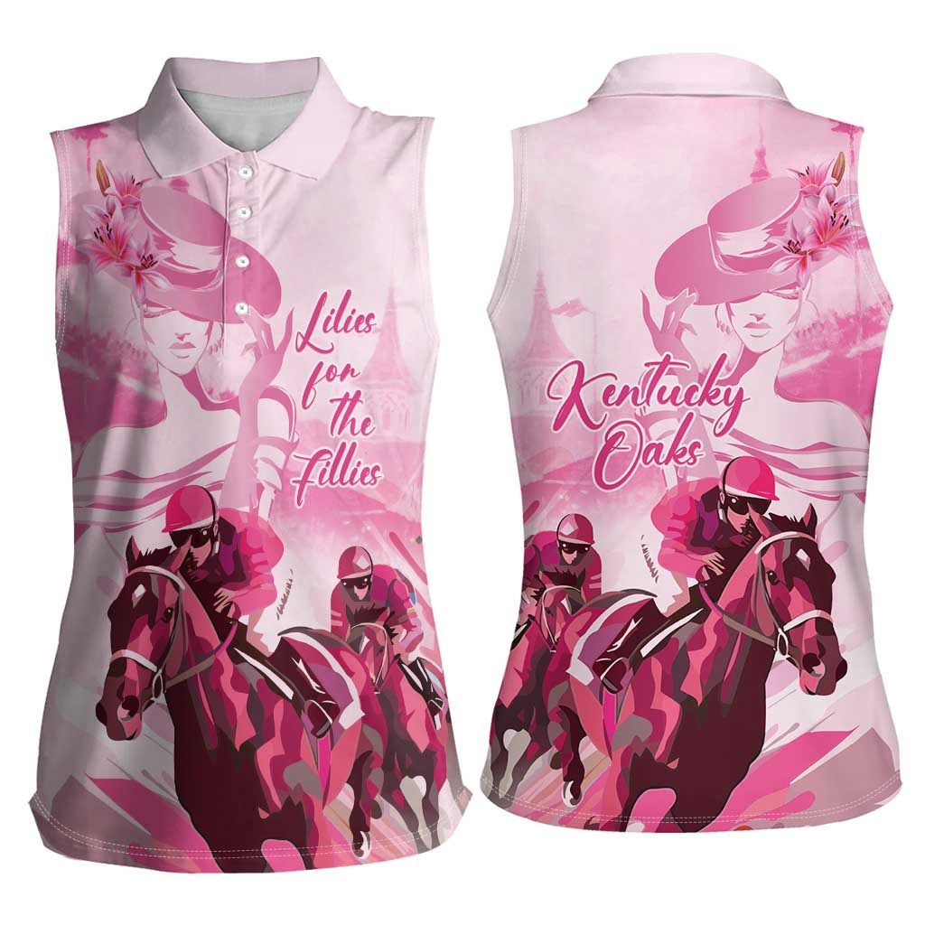 Kentucky Horse Racing Oaks Women Sleeveless Polo Shirt Lilies For The Fillies