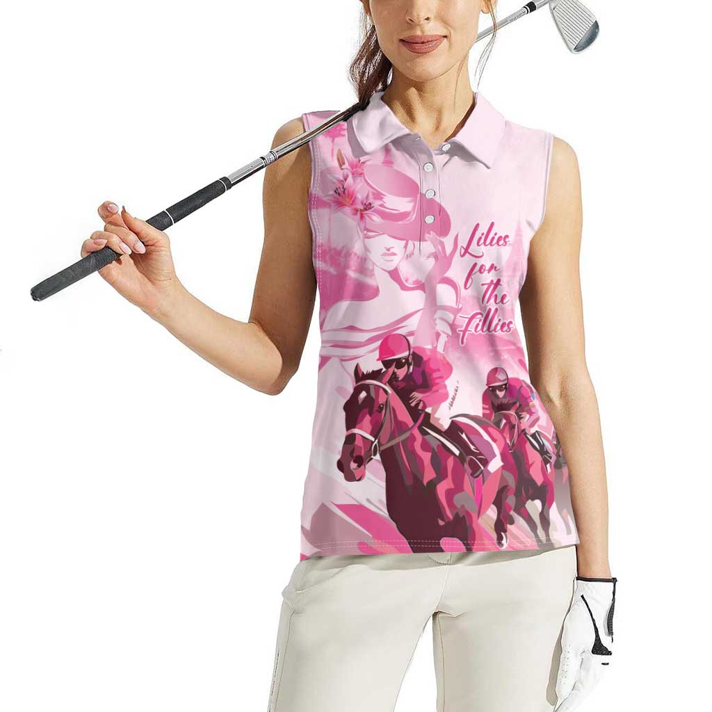 Kentucky Horse Racing Oaks Women Sleeveless Polo Shirt Lilies For The Fillies