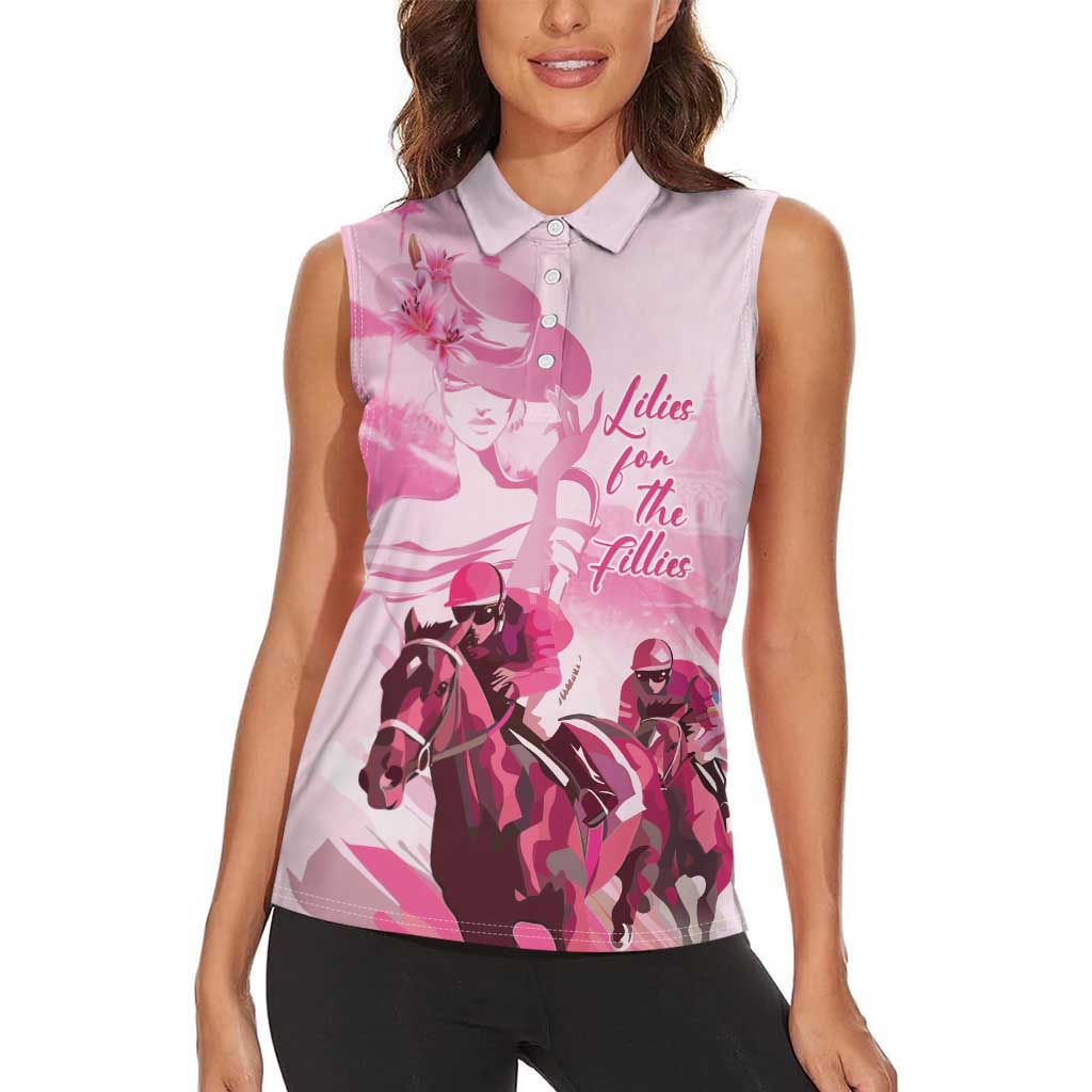 Kentucky Horse Racing Oaks Women Sleeveless Polo Shirt Lilies For The Fillies